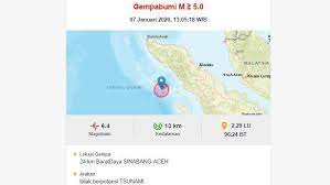 Sumber gempa ini diketahui berlokasi di laut, 84 kilometer arah tenggara manokwari selatan. Gempa Hari Ini Magnitudo 6 4 Guncang Sinabang Aceh Bmkg Tak Berpotensi Tsunami Bagian 1