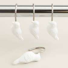 White Bird Shower Curtain Hooks Set Of 12 Bird Shower Curtain Shower Curtain Hooks Bath Makeover