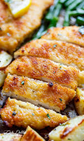 Crispy Sheet Pan Lemon Parmesan Garlic Chicken Veggies Milanese Http Cafedelites Com Chicken Recipes Recipes Food