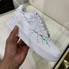 Holographic Lightning Air Force 1 Custom Vintagewavez Custom Shoes Diy Nike Air Shoes Diy Shoes