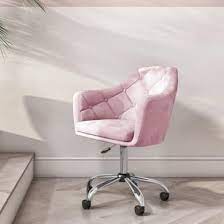 pink velvet office swivel chair with button back marley furniture123 in 2020 pink office chair swivel office chair velvet bedroom