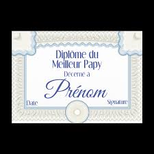 + de 300 modèles de diplôme vierge à personnaliser en ligne ! Diplome Meilleur Grand Pere Bleu Gratuit A Imprimer Carte 1686