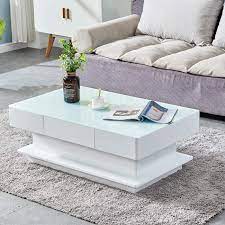 It can be used as a coffee table or as a side table. Amazon Com Nozama High Gloss Coffee Table With 2 Drawers Modern Rectangular Coffee Table Living Room Side Coffee Table Modern Office Coffee Table White Home Kitchen