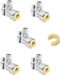 Disconnect clip to remove the pipe from the fitting if needed. Push Fit Shark Bite Style Brass Angle Stop Shut Off Valve 1 2 Nom X 3 8 Od Comp W Dismount Clip Tool 1 4 Turn On Off For Bathroom Fixtures Faucet Toilet Supply Shut Off