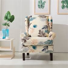 Shop for reclining wingback chair slipcovers online at target. Kadell 2pcs Wing Chair Slipcovers Stretchy Wingback Armchair Covers Detachable Spandex Sofa Covers Leaves Printed Furniture Protector Walmart Com Walmart Com