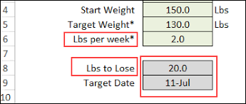 Excel Weight Loss Tracker