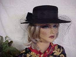 Black Wool Felt Fedora With A Face Veil And Back Bow Fits Etsy Felt Fedora Black Wool Wool Felt