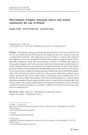Direcci�n daniel markowicz guion daniel bernardi reparto rafal zawierucha, danuta stenka. Pdf Determinants Of Higher Education Choices And Student Satisfaction The Case Of Poland