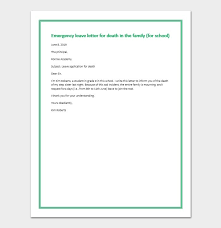 To, supervisor's full name company name date dear supervisor's full name, i hereby request a leave of absence from date leave start to date leave ends. Excuse Letter Due To The Death In The Family Sample Letters