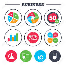 Business Pie Chart Growth Graph Chemistry Bulb With Drops Icon