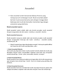 Ansambel ritmis merupakan alat musik yang tidak memiliki nada. Musik Ansambel Campuran