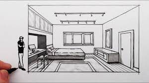 How To Draw A Bedroom In 1-Point Perspective - Youtube