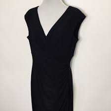 Ralph Lauren Black Dress Sleeveless Runched V Neck Womens 8 Lbd Empire Waist Ralphlauren Alinedress Empire Waist Dress Black Sleeveless Dress Black Dress