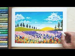 Easy Oil Pastel 5 How To Draw Tulip Flower Garden Youtube Oil Pastel Drawings Easy Oil Pastel Oil Pastel Drawings