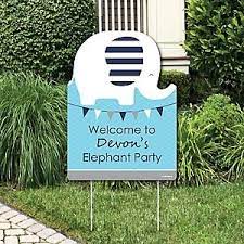 Blue Elephant Party Decorations Boy Baby Shower Or Birthday Party Personalized Welcome Yard Sign Elephant Birthday Party Boy Elephant Birthday Party Baby Boy Shower
