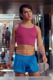WornOnTV: Marco's pink platform sneakers, blue shorts and pink crop top on  Glamorous | Miss Benny | Clothes and Wardrobe from TV