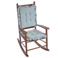 Gingham Ruffle Blue Rectangular Delightfill Rocking Chair Cushion Set 338229 09 The Home Depot Rocking Chair Pads Rocking Chair Cushions Rocking Chair