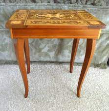 The music box plays the blue danube. Vintage Marquetrytable Jewelry Box Music Box Table With Reuge Swiss Music Box Plays Torna A Surriento Music Box Vintage Table Vintage Decor