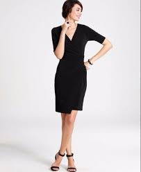 98 Ann Taylor Black Elbow Sleeve Jersey Ruched Wrap Dress New S 4 6 Petite A743 Dresses Black Dress Wrap Dress