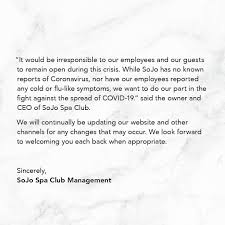 Sojo spa club is spread out over five floors. Sojo Spa Club Updated 3 25 20 To Protect Our Community Facebook