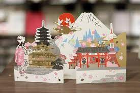 美しい和風グリーティングカード グリーティングカード ポップアップカード カード