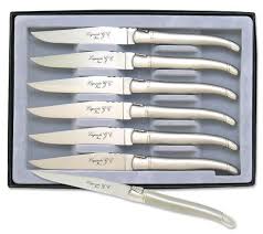 Coffret 6 Couteaux De Table Laguiole Forge Manche Inox Sable Inox Couteaux De Table Couteau