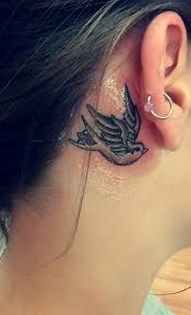 Bird Tattoo Behind Ear Men Bird Behind Ear Behind Ear Tattoos Unique Wrist Tattoos Body Art Tattoos