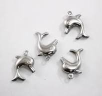 Stainless Steel, Double-Sided Dolphin Charm SET OF 4 - Supply Destash