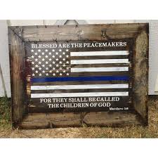 Framed Blessed Are The Peacemakers Thin Blue Line American Flag 75 Liked On Polyvore Featuring Home Home De Blue Line Thin Blue Line Flag Thin Blue Lines