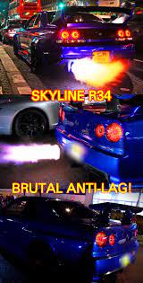 Nissan Gtr Skyline R34 Brutal Anti Lag Nissan Nissangtr Nissanskyline Sound Jdm Car Memes Jdm Skyline