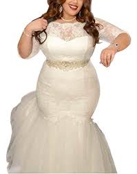 24% off plus size women lace patchwork ruffle pack hip mermaid dress 0 review cod. Dreamdress Women S Lace Mermaid Wedding Dresses Plus Size Bridal Gowns Buy Online In Barbados At Desertcart Productid 59450679