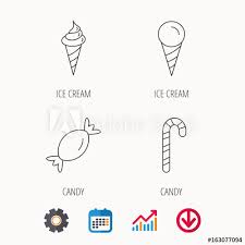 Ice Cream Candy Icons Sweets Linear Sign Calendar Graph