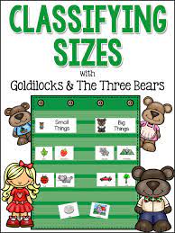 Printable books goldilocks and the three bears (wordless book and activities). Classifying Sizes With Goldilocks The Three Bears Prekinders