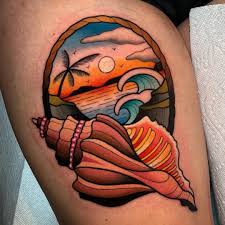 Последние твиты от the tattoo shop (@tattooshopuk). Fun Conch Shell Beach Landscape For Lauren Thanks So Much Stayhumbletattooco Tattoo Tattoos Stay Humble Tattoo Humble Tattoo Shell Tattoos