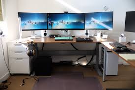 It is basically as per your choice and research you need to ascertain what fits for your house the best. Ikea Gaming Computer Desk Setup With Drawer Also Triple Monitors And White Pc Case Battle Station Home Office Setup Computer Desk Setup Gaming Computer Desk