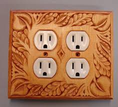 Double Hand Carved Wood Electric Outlet Cover Plate By Holiwood 32 00 Rustic Switch Plate Covers Rustic Switch Plates Hand Carved Wood