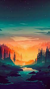 1080x1920 full hd wallpaper for mobile phones, with the status bar shadow effect. Sunrise Forest River Scenery Digital Art 8k Click Image For Hd Mobile And Desktop Wallpaper 7680x432 Landscape Wallpaper Nature Wallpaper Sunset Artwork