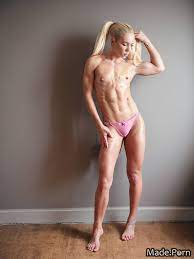 Porn image of bodybuilder nude blonde french woman muscular pigtails  created by AI