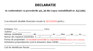 Declaraţie pe propria răspundere (sunt exceptate de la obligaţia de a face declaraţia pe propria răspundere privind calitatea de lucrător al securităţii sau de colaborator al acesteia, persoanele care la data de 22 decembrie 1989 nu împliniseră vârsta d e l 6 ani). DeclaraÈie In Conformitate Cu Prevederile Art 30 Din Legea ContabilitÄÈii Nr 82 1991 Dosar BilanÈ 31 12 2018 Model 2019 Cabinetexpert Ro Blog Contabilitate