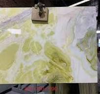 Good Price Polished Big Translucent Natural Crystal Bookmatch Blue Onyx  Marble Slab for Background Wall