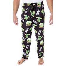 Bioworld Star Wars Men S The Mandalorian Baby Yoda Snacks And Naps Loungewear Pajama Pants