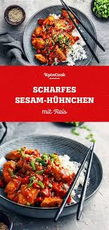 Scharfes Sesam Huhnchen Mit Reis Rezept Huhnchen Mit Reis Sesam Huhn Asiatische Rezepte
