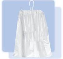 12x16x4 White plastic laundry bag with cotton drawstring, No. 151-12164C
