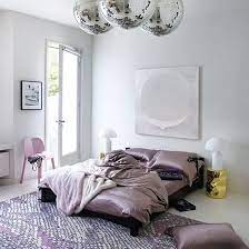 Glamorous Bedroom With Satin And Glitter Balls Feminine Bedroom Industrial Decor Bedroom Modern Bedroom