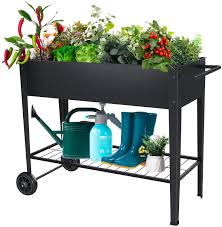 Indoor herb garden projects for small spaces. Buy Fxw Raised Garden Bed Ergonomic Metal Garden Boxes With Legs On Wheels Mobile Planter Boxes Outdoor Stand For Vegetables Flowers Herb Garden Patio Apartment Backyard Balcony Online In Turkey B096zkn1rn