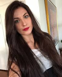 Our beautiful client Genivieve's color is... just wow! Deep and velvety,  her dark brunette shade with rich mahogany pearl and violet tones looks so  lush