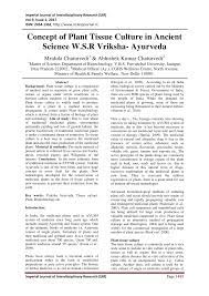 Plant cell, tissue and organ culture (pctoc: Pdf Concept Of Plant Tissue Culture In Ancient Science W S R Vriksha Ayurveda