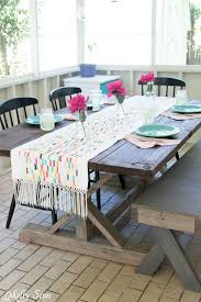 Boho Fringe Table Runner Boardwalk Delight Blog Party Melly Sews Diy Outdoor Table Table Runner Diy Outdoor Table Runner