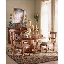 Jewelry and silverware trays adorn selected pieces. 96 052v Kincaid Furniture Tuscano Pedestal Dining Table