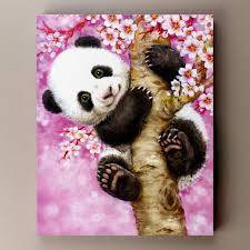 Little Baby Panda Panda Painting Panda Art Cross Paintings